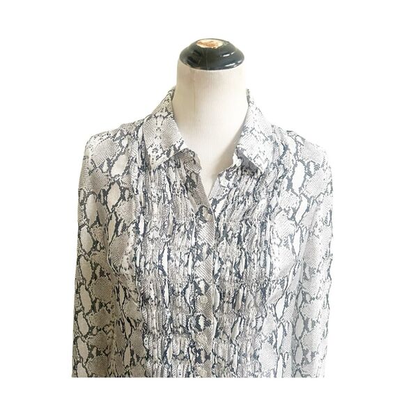 Soft Surroundings Animal Print Tunic Long Sleeve Sheer Size Medium Collared - Picture 8 of 9